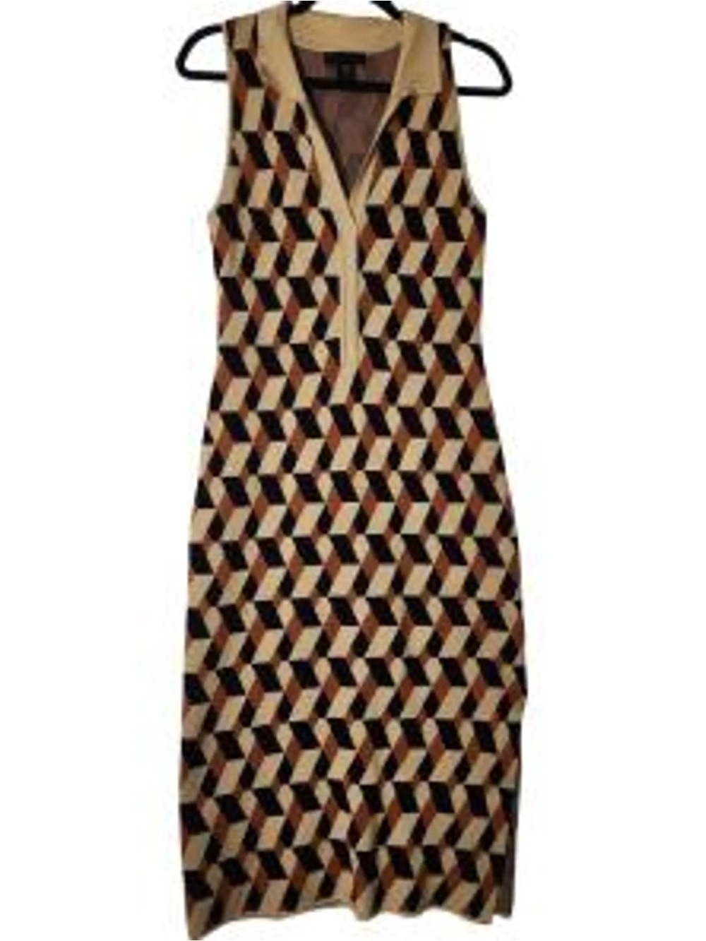 House of Harlow 1960 Beige, Brown and Black Geometric Maxi Dress